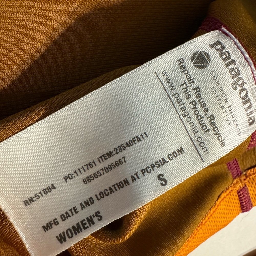 Patagonia Orange Purple Small Long Sleeve Square Queen Anne Square Neckline Top - Picture 4 of 8